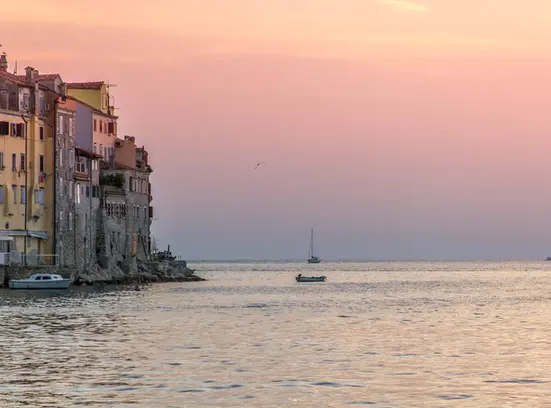 Rovinj waterfront at sunset