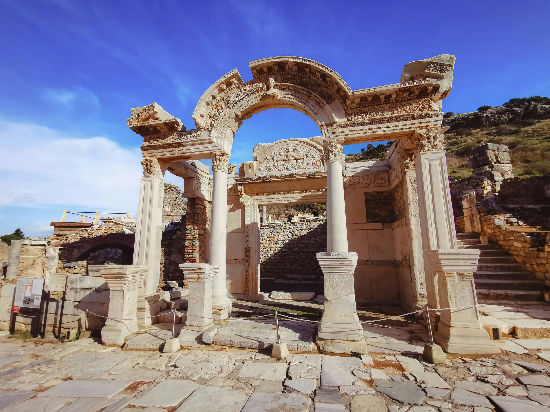 Well-preserved Roman arches of the Temple of Hadrian in Ephesus_edited
