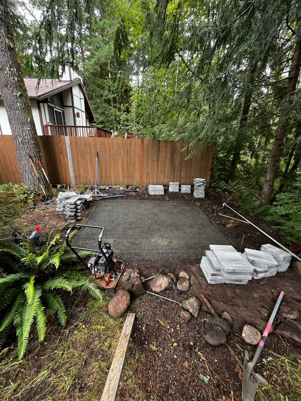 Compacted base for the paver patio