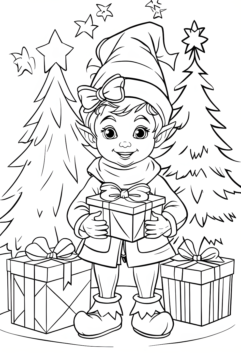 Santas elf, helping with presents