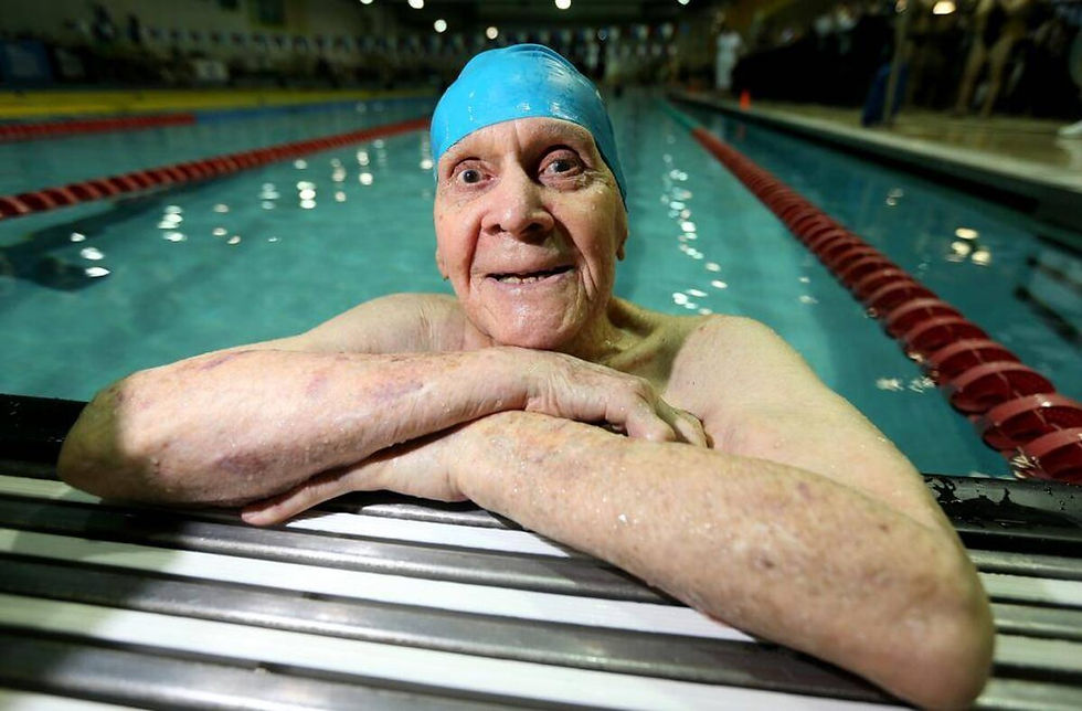 The oldest man to compete in a swimming race