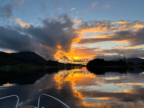 Solnedgang fra båt - Otnes