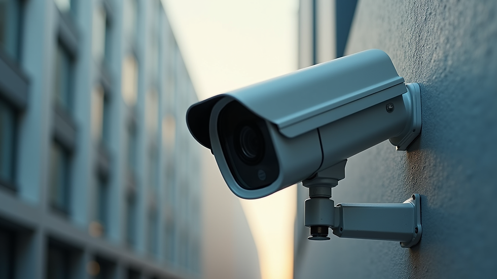 Close-up view of a high-definition CCTV camera mounted on a wall