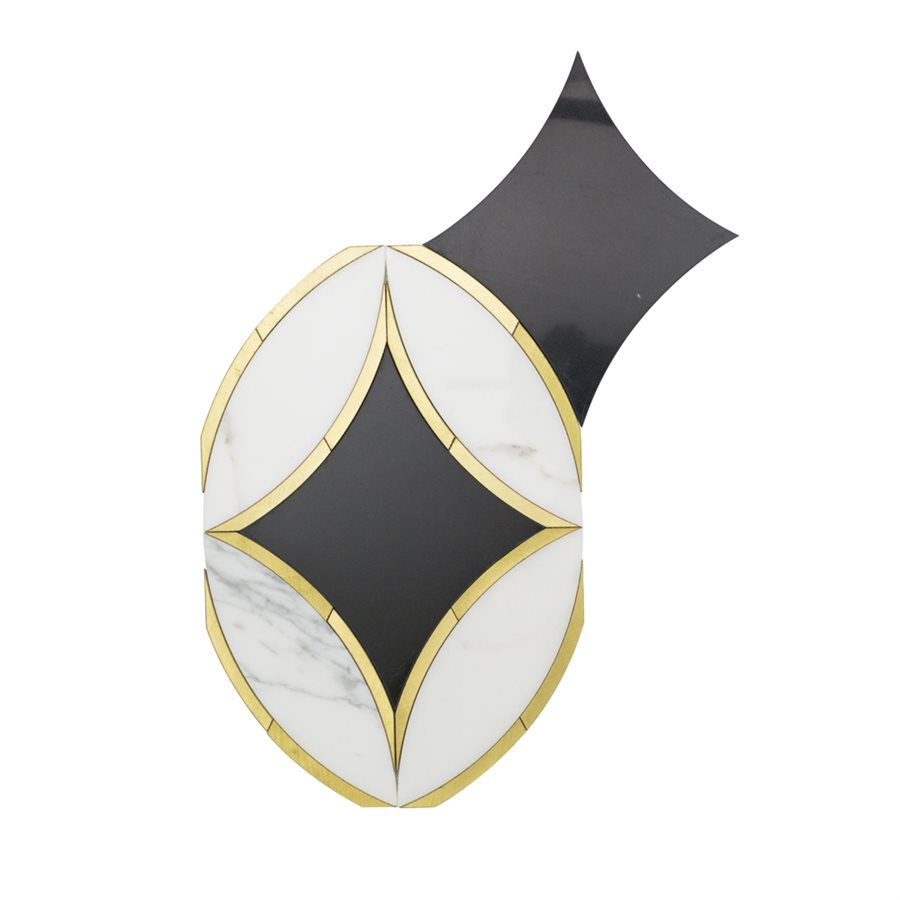 Kaleidoscope Oblique (Calacatta, Nero Marquina, Brass)