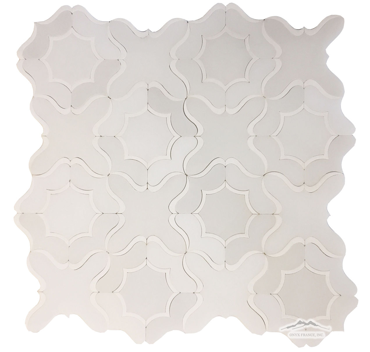 WJ5 Gardenia Waterjet: White Silk, White Thassos