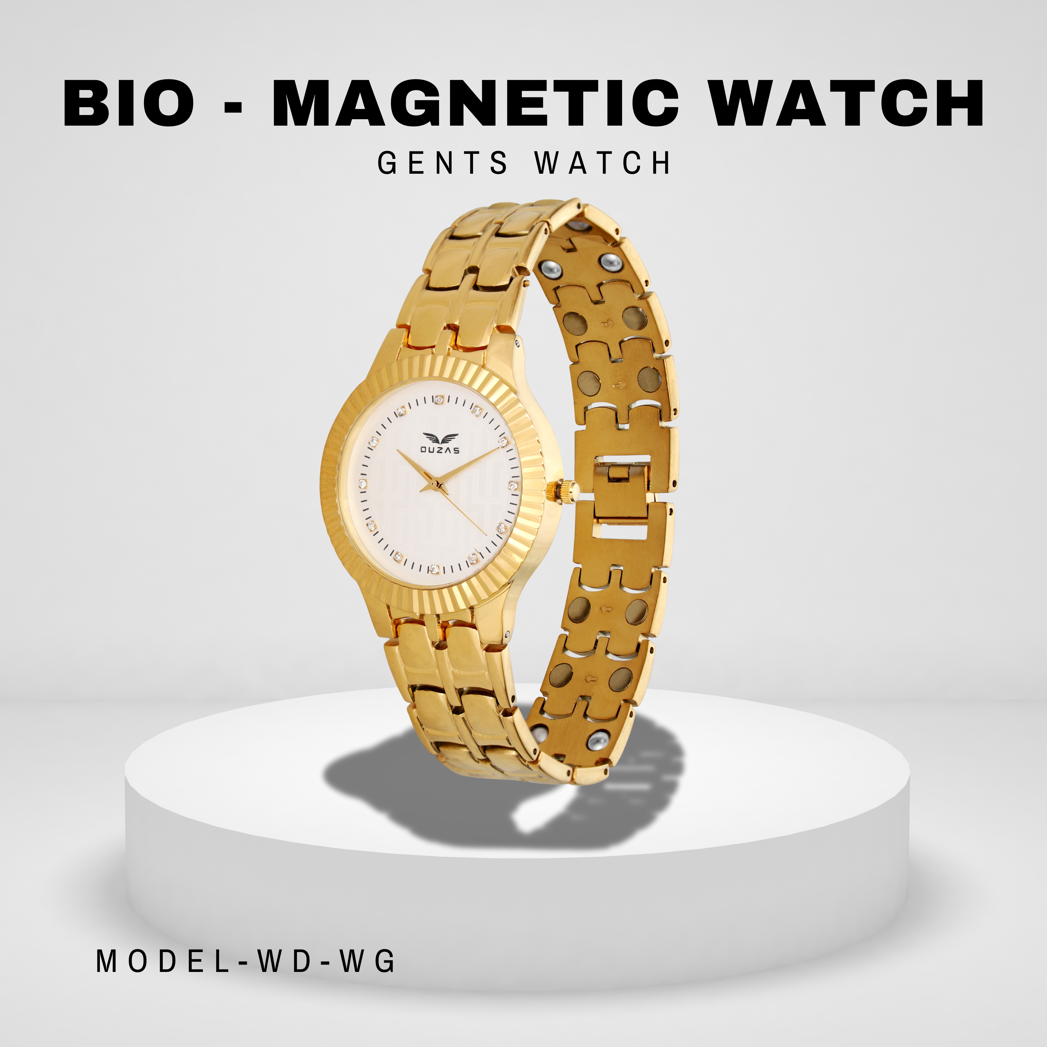 Diamond cut Premium Golden Men’s Bio Magnetic Wrist Watch