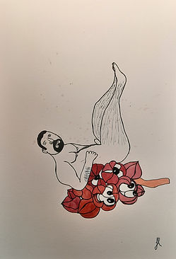 Gravura - Titulo: Ao Natural - Nanquim e aquarela sobre papel - Tamanho: 21x29,7 - Ano: 2025