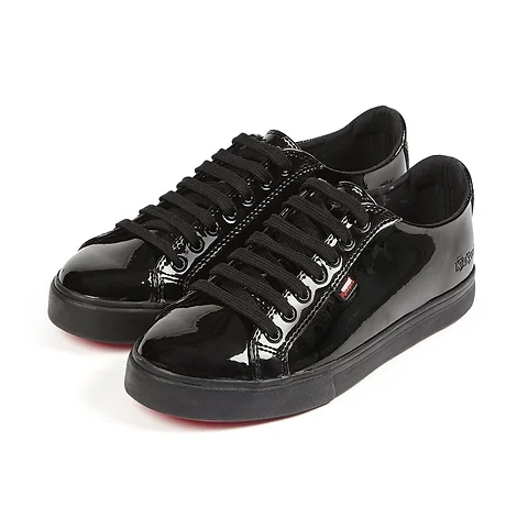 womens black patent kickers