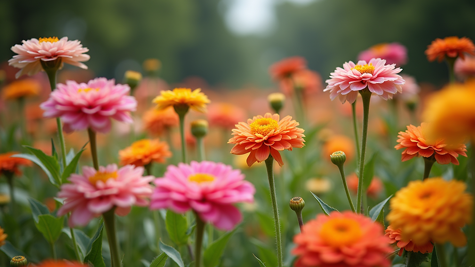 Close-up view of a vibrant flower garden in full bloom