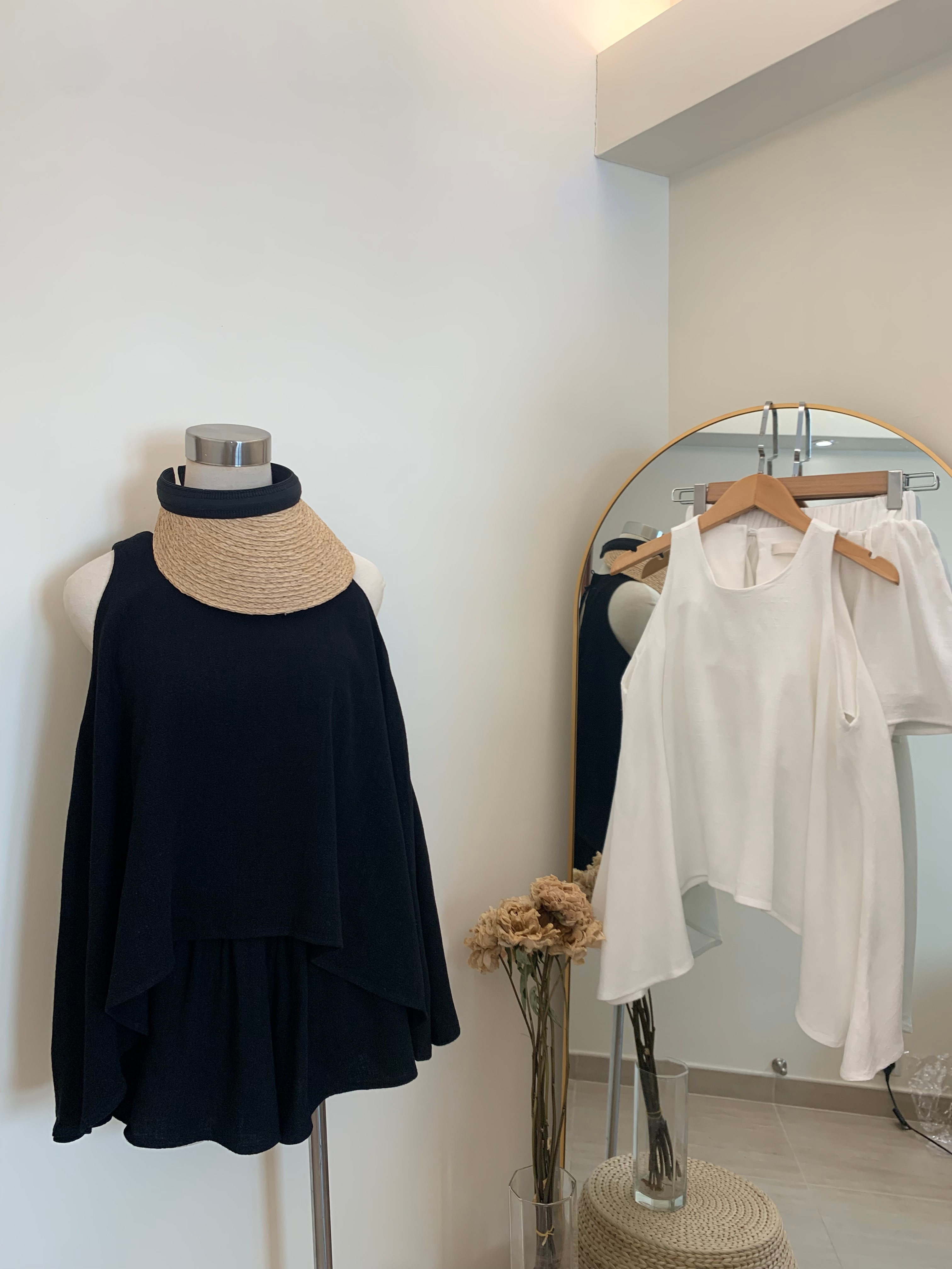 KR 超愛 ! 棉麻削肩背心Set