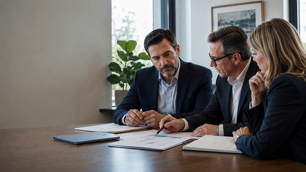 Business Owners Looking at sale offers with an M&A Advisor