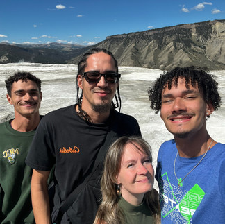 Family at Mammoth Hot Spring Yellowstone