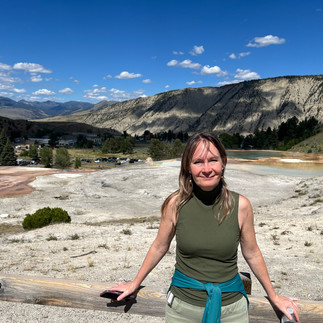 Mom at Mammoth Hot Springs YSNP