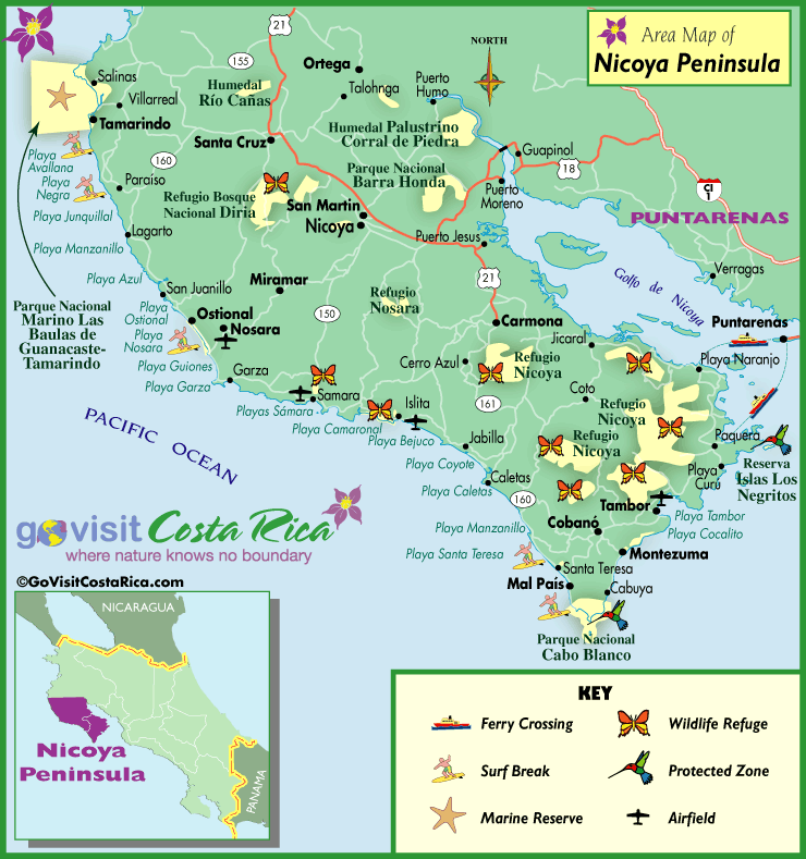 Map of Costa Rice peninsula