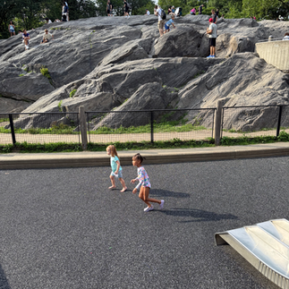 Toddler in Heckscher Park running NYC