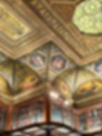 Inside of the Library at the Morgan Library & Museum intricately decorated architecture 