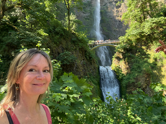 Woman at Multnomah Falls Only in Oregon