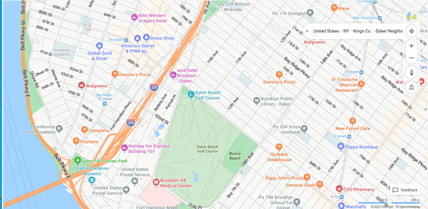 Map of Bay Ridge Brooklyn