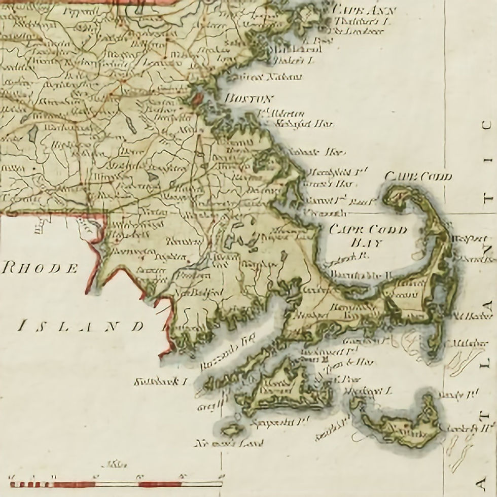 An antique map of Cape Cod, Massachusetts.