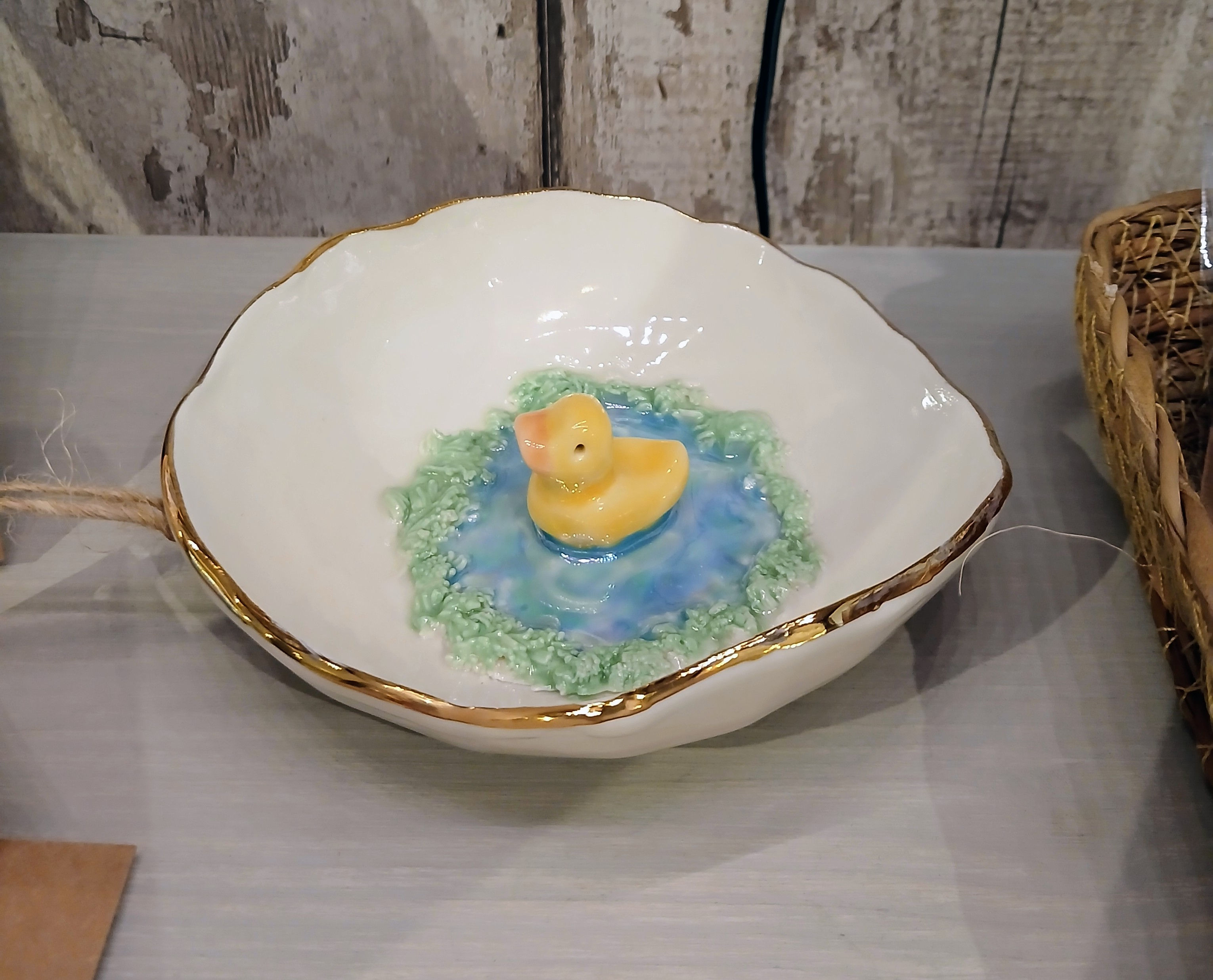 duck pond porcelain trinket bowl