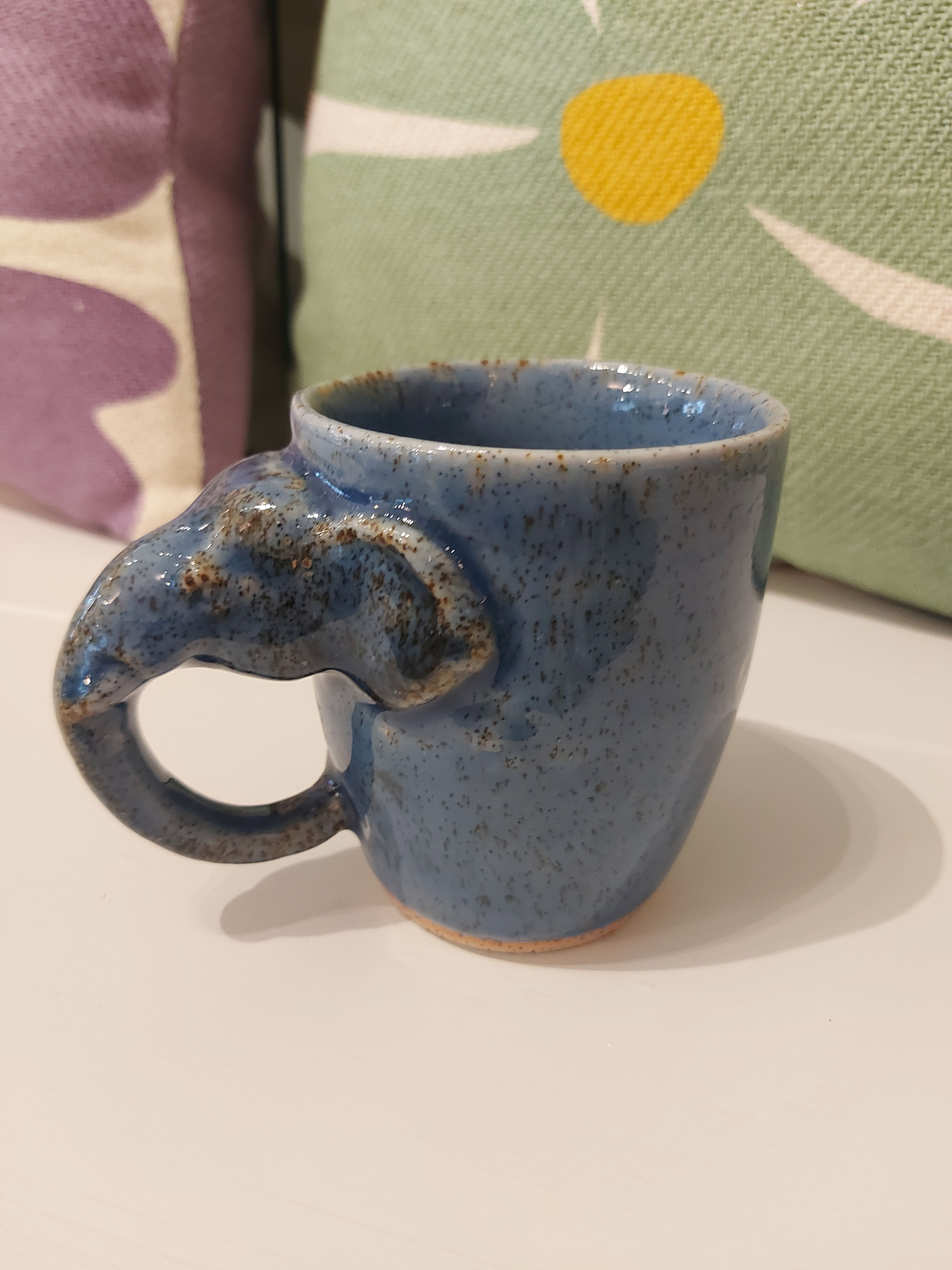 blue speckled elephant mug
