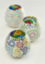 Thumbnail: Flower Design Multi Coloured Recycled Glass Tealight Holder front