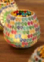 Leaf Design Multi Coloured Recycled Glass Tealight Holder