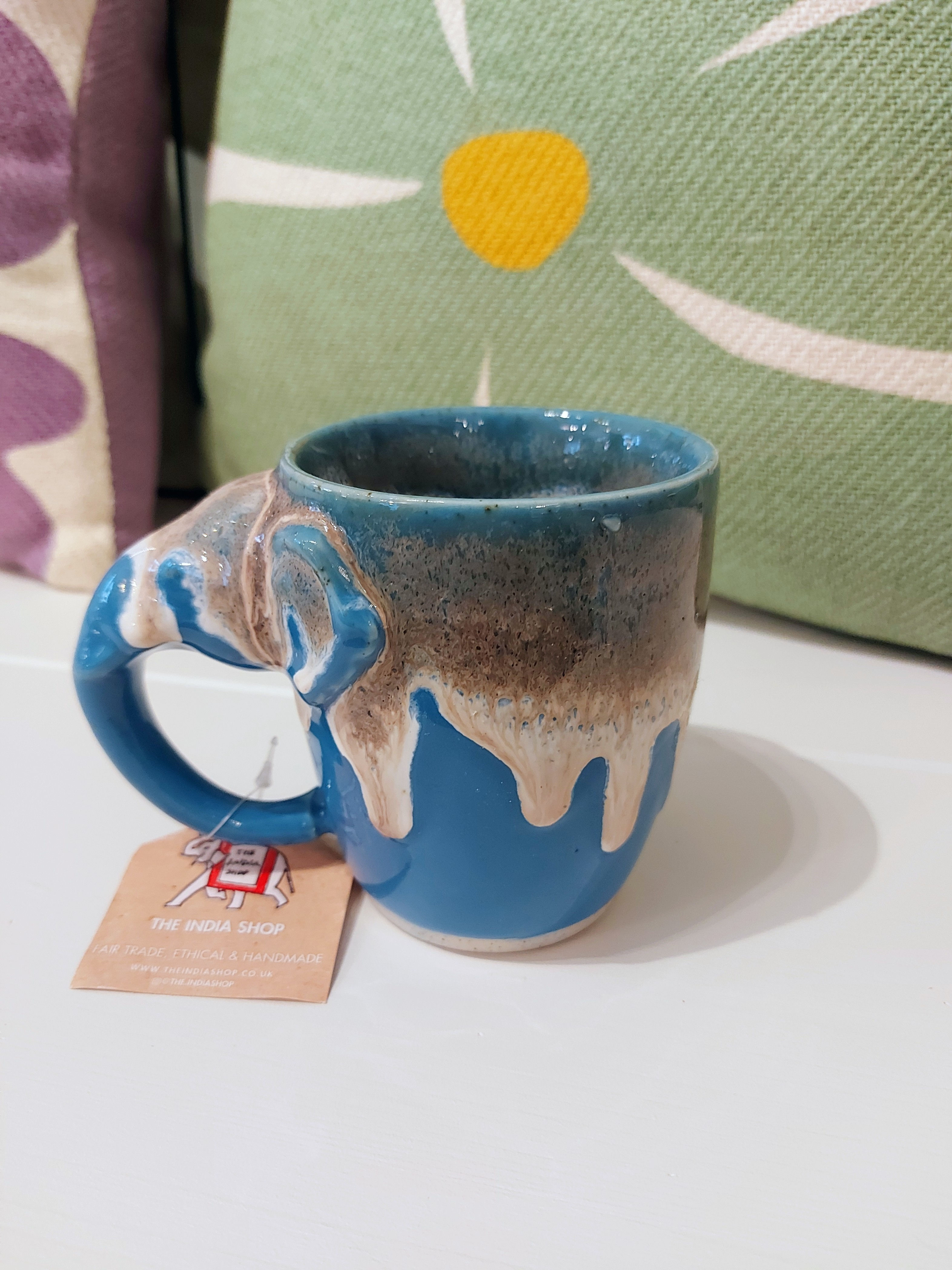bright blue elephant mug