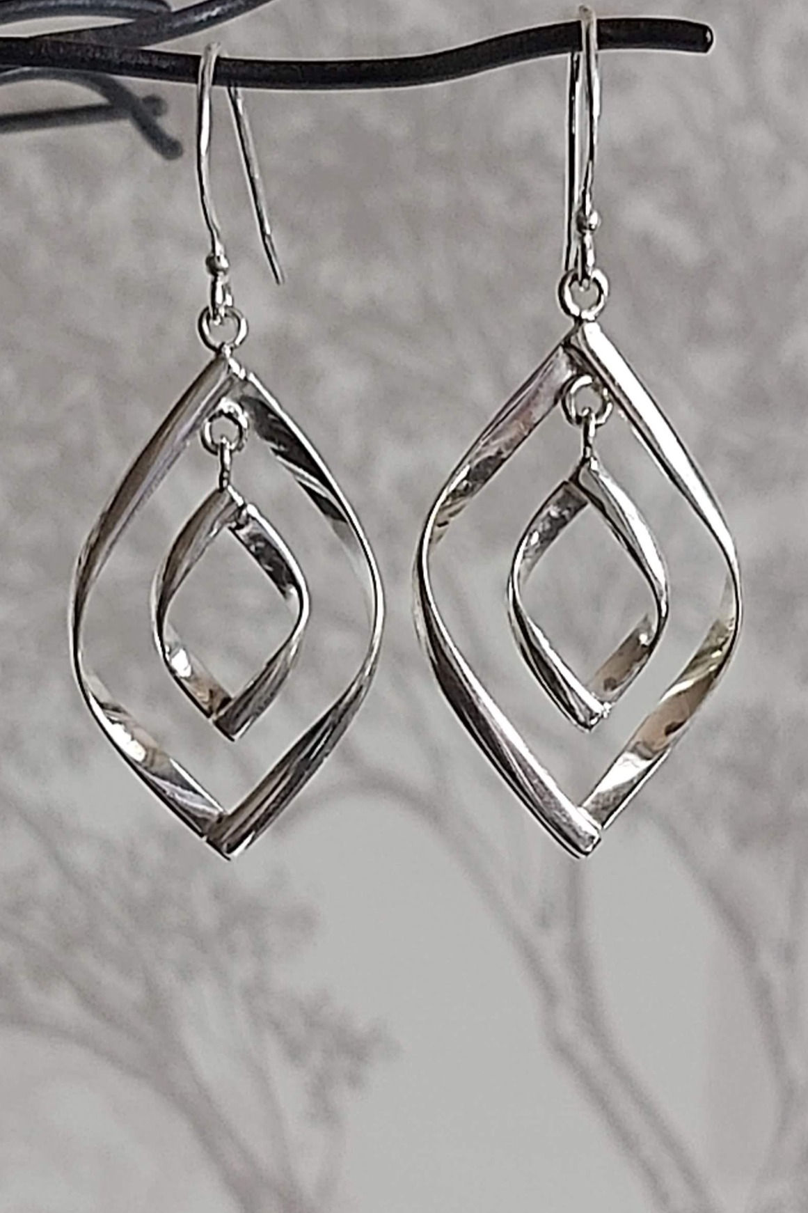 Sterling Silver Double Diamond Drop Earrings