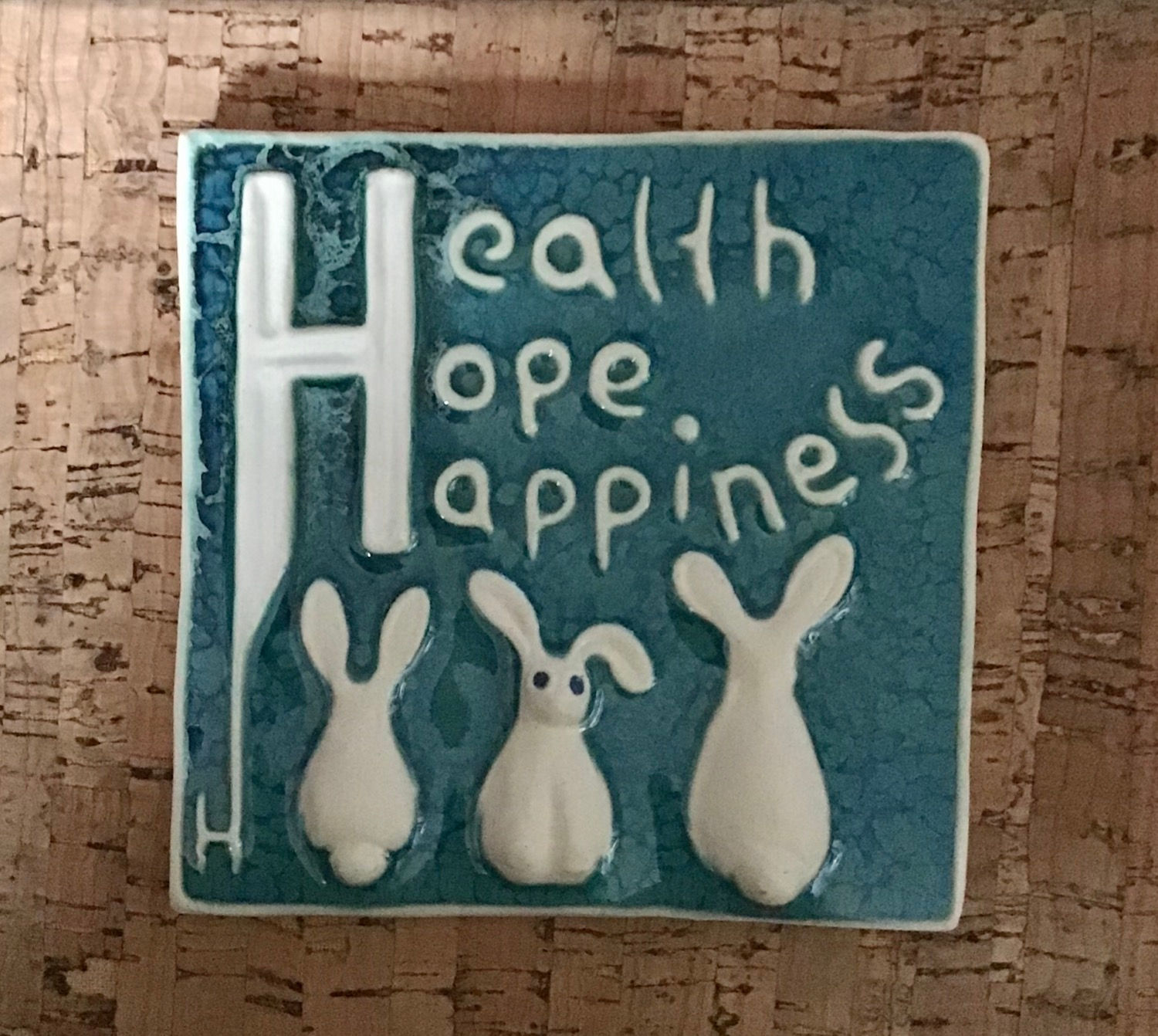 White Health, Hope, Happiness Decorative Ceramic Tile