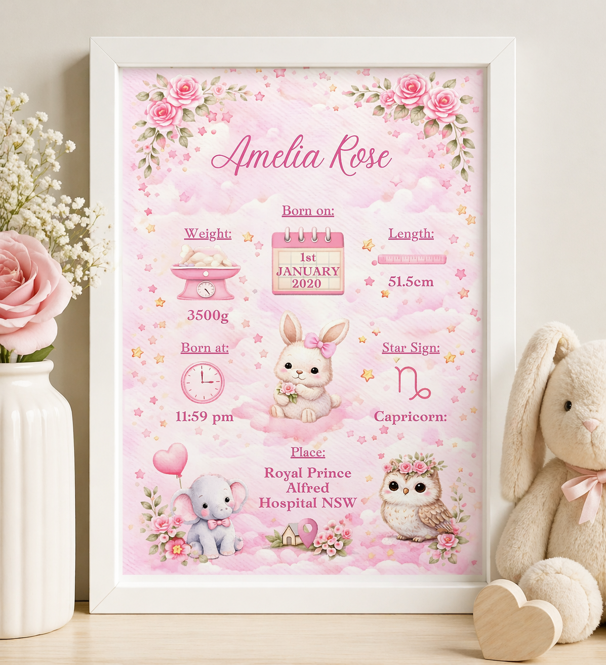pink baby birth poster