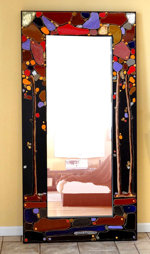 Custom mirror frame with resin mosaic