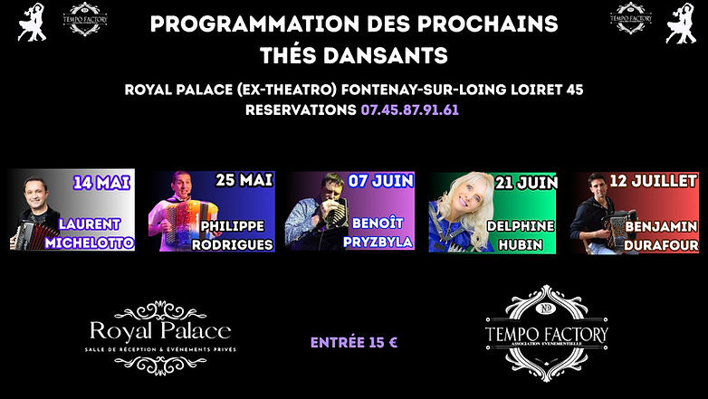 Programme des thé dansant 2026 au Royal Palace