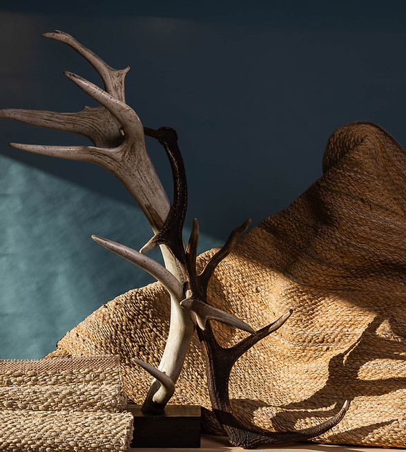 Geweihdekoration mit Hirschlederteppich