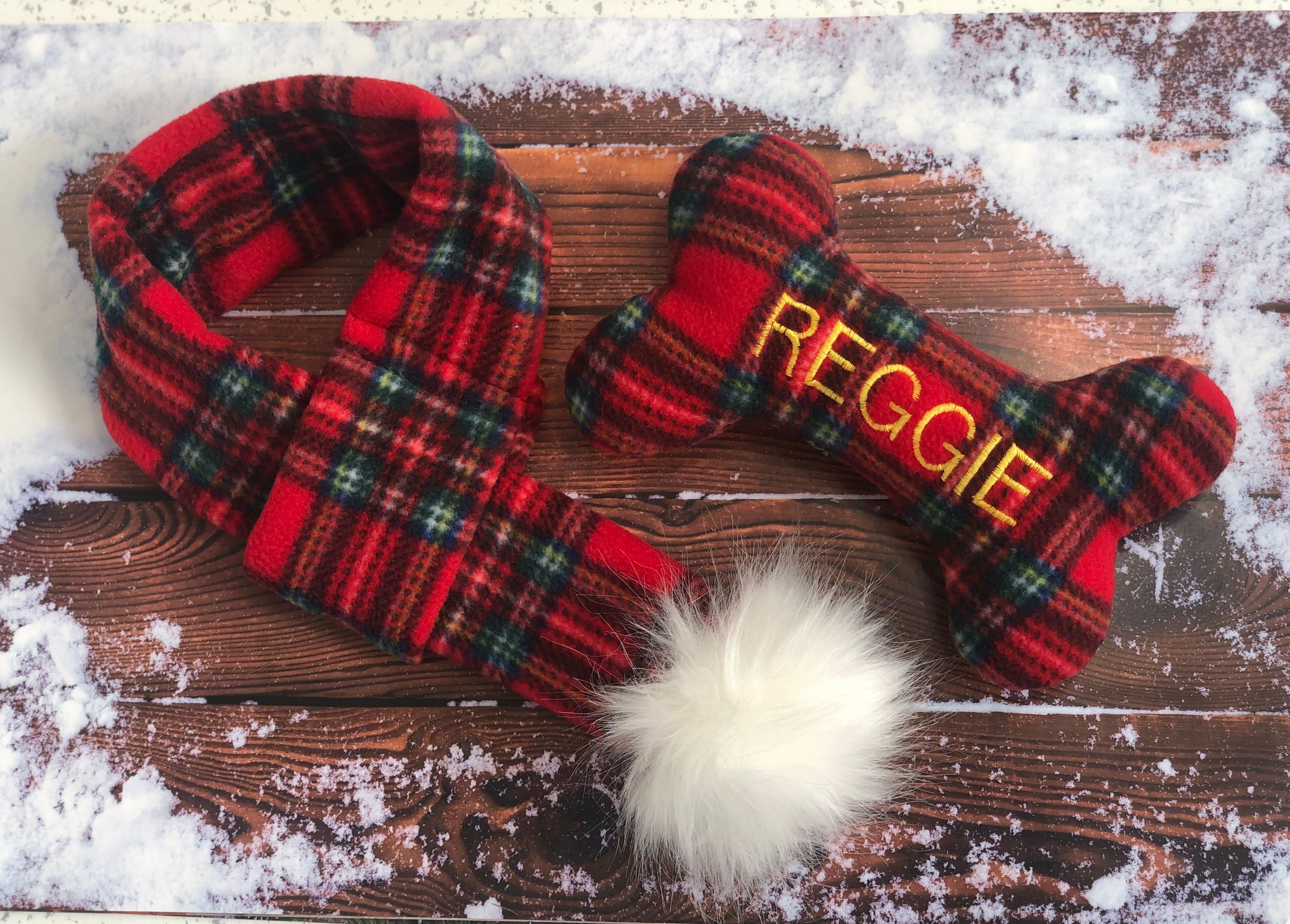 Tartan Squeaky Bone & Scarf Set