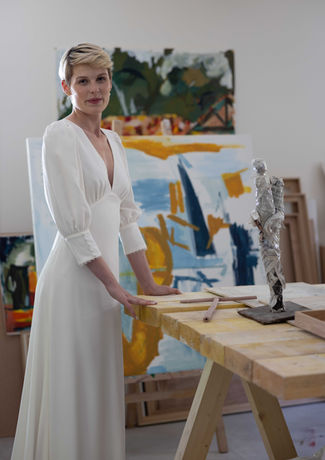 Robe de mariée, Lille, made in France, créateur, soie, manches bouffantes, robe empire, décolleté V