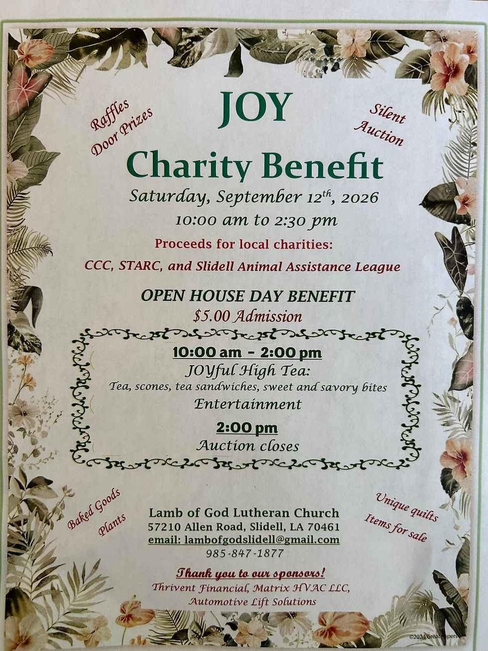 JOY Charity Benefit 2026