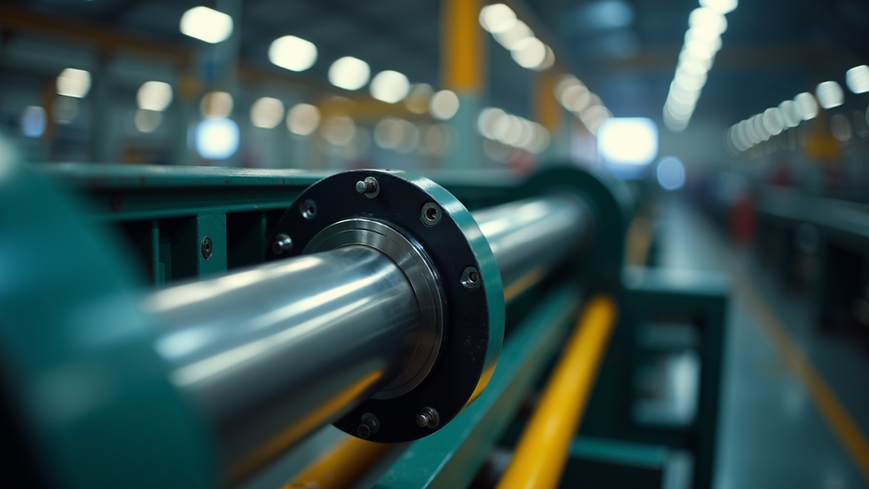 Close-up view of a hydraulic cylinder in a manufacturing plant