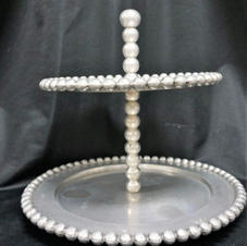 Silver Beaded 2-Tiered Platter/Stands
