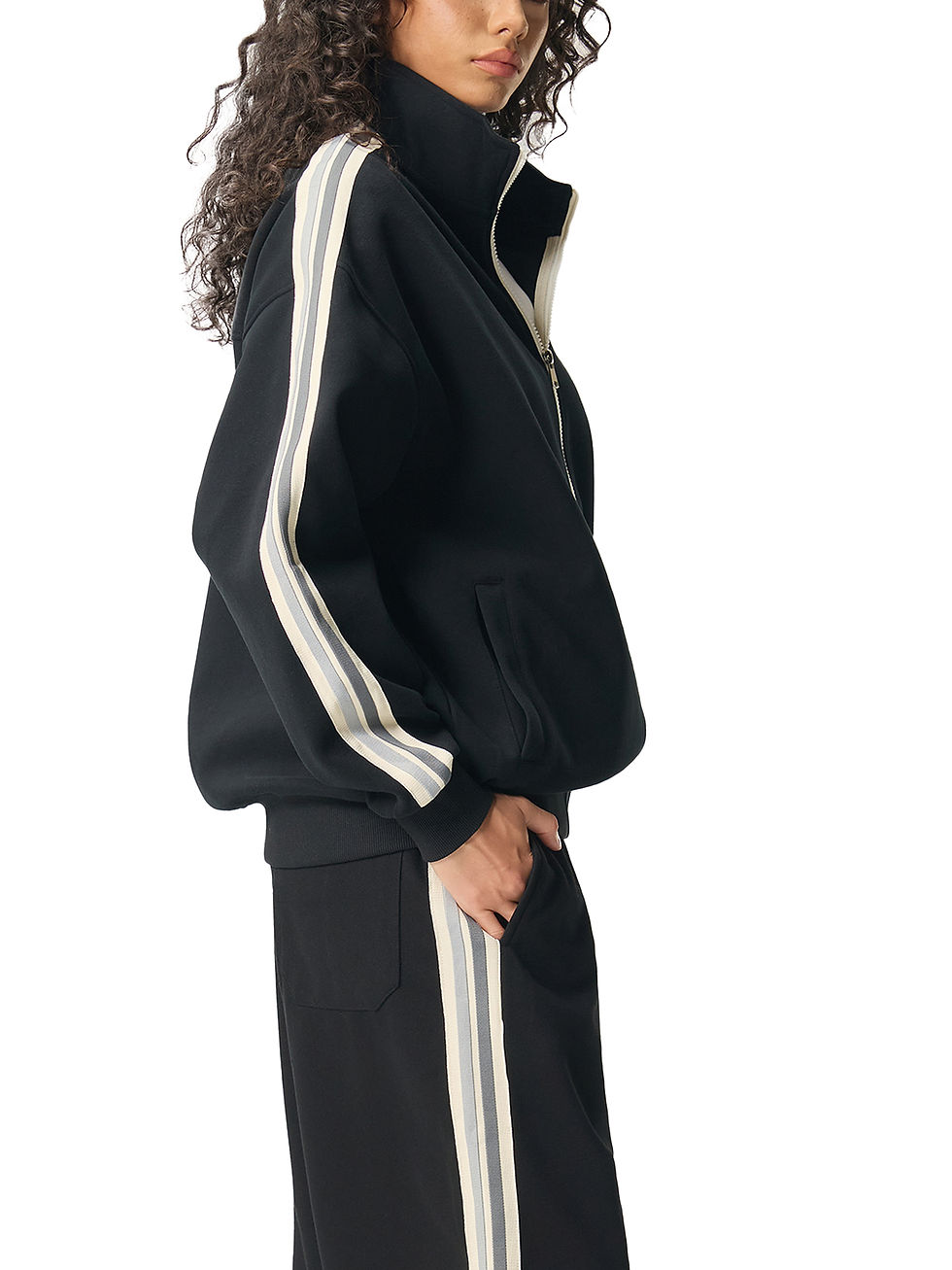 Thumbnail: Contrast Side-Stripe Stand Collar  Jacket