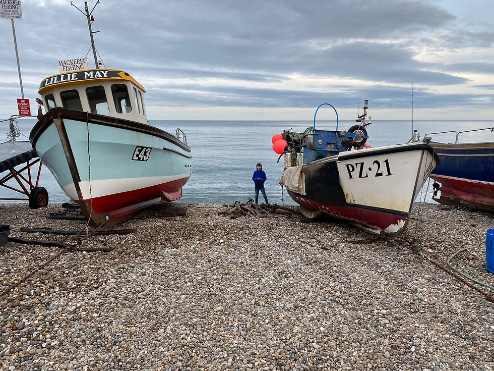 George On Beer Beach Exploring the Fishing Boats