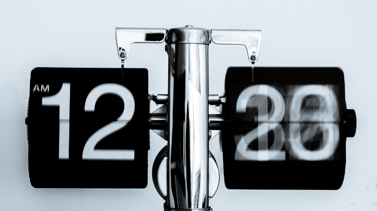 a mechanical clock counting down time rapidly
