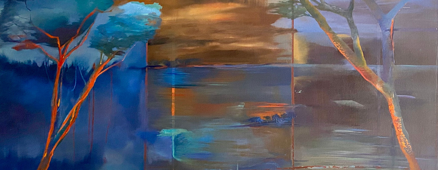 Bleu et or - HST 97x130cm - Œuvre de Laurence Gancel, artiste peintre à Lyon