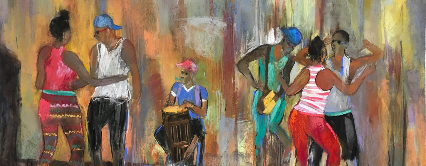 Ambiance Cubaine - Pastel 65x50 cm - Pastel de Laurence Gancel, artiste peintre à Lyon