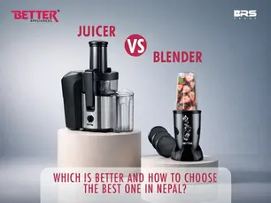 Juicer vs blender comparison showing fruit juicer extracting juice and blender making smoothies for healthy kitchen use