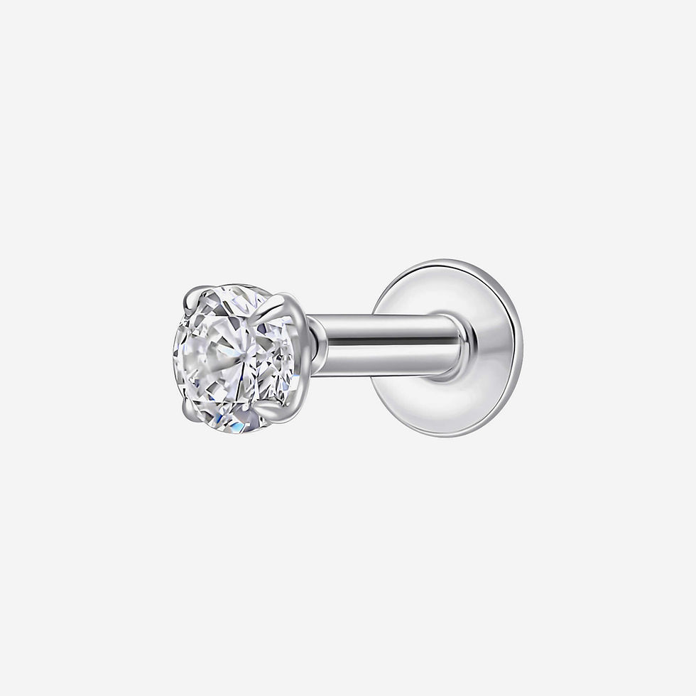 Thumbnail: CZ Rhodium or Yellow Gold Plated Labret Stud Earring