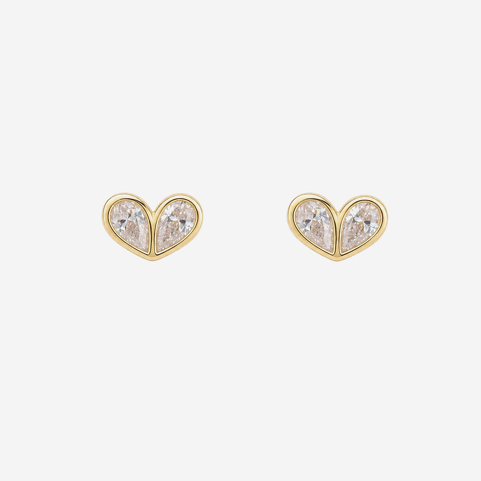Thumbnail: Cubic Zirconia Heart Stud Earrings