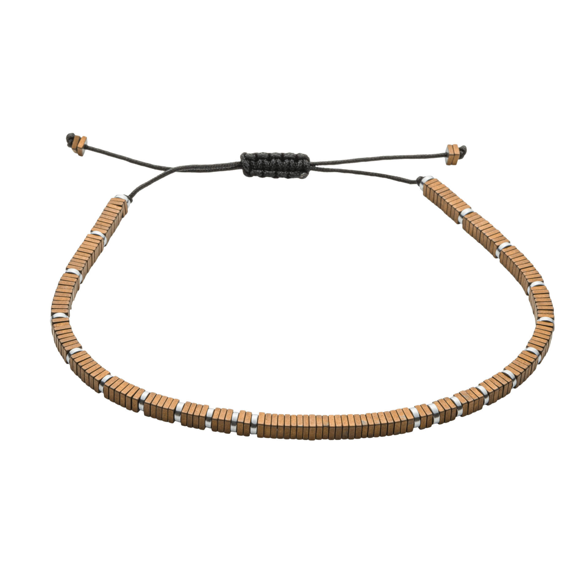 Black Cord Bracelet with Bronze Hematite