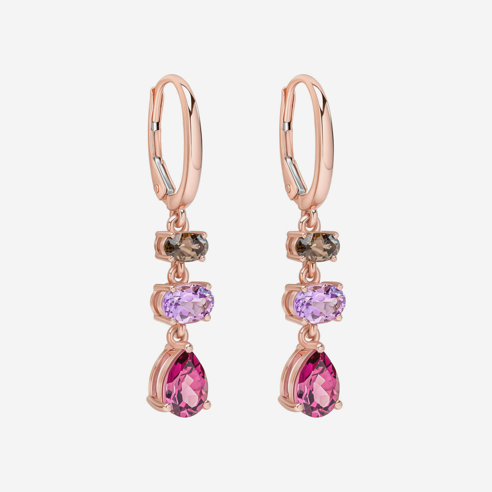 9ct Rose Gold Semi-Precious French Hook Earrings