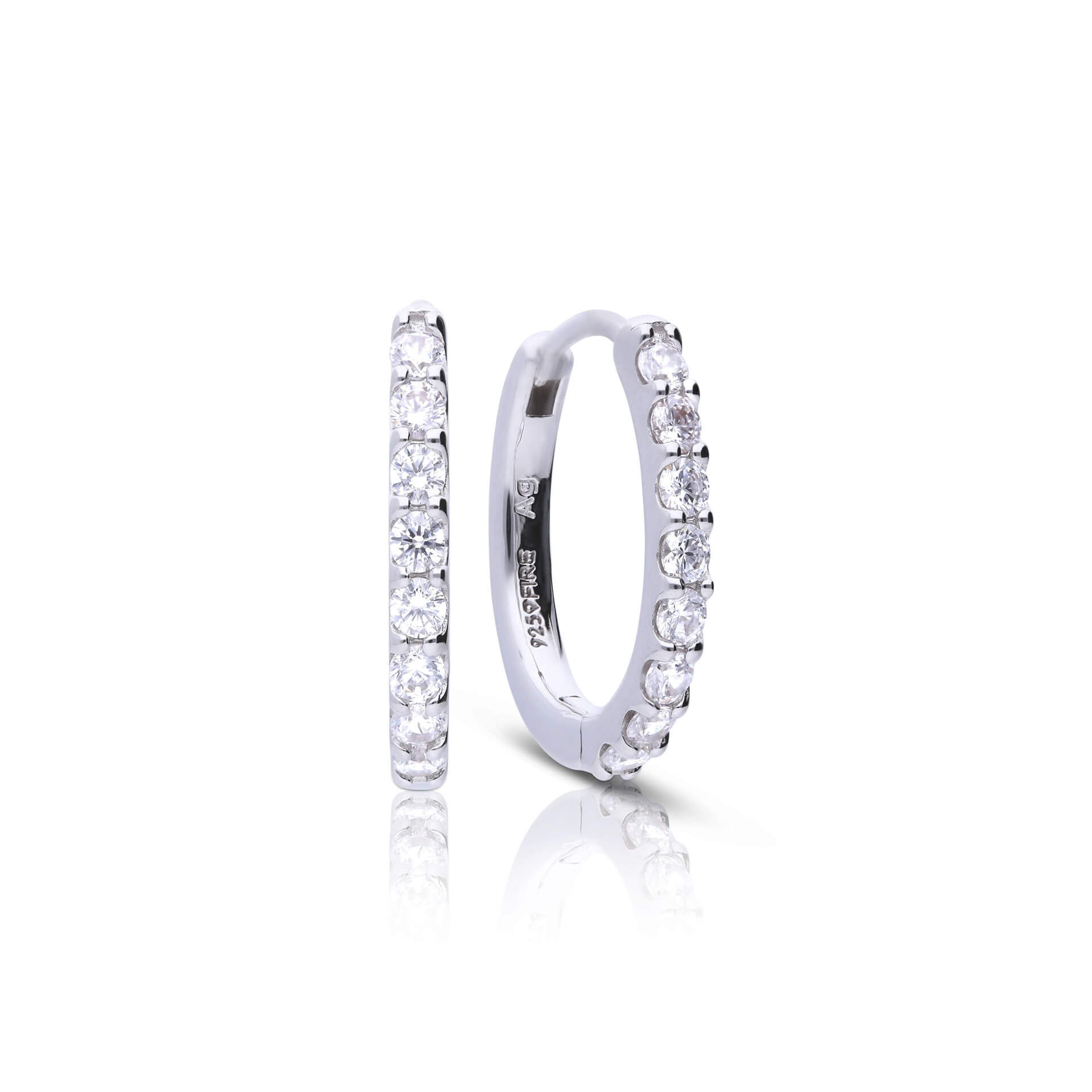 Diamonfire Medium Claw Set Zirconia Hoop Earrings